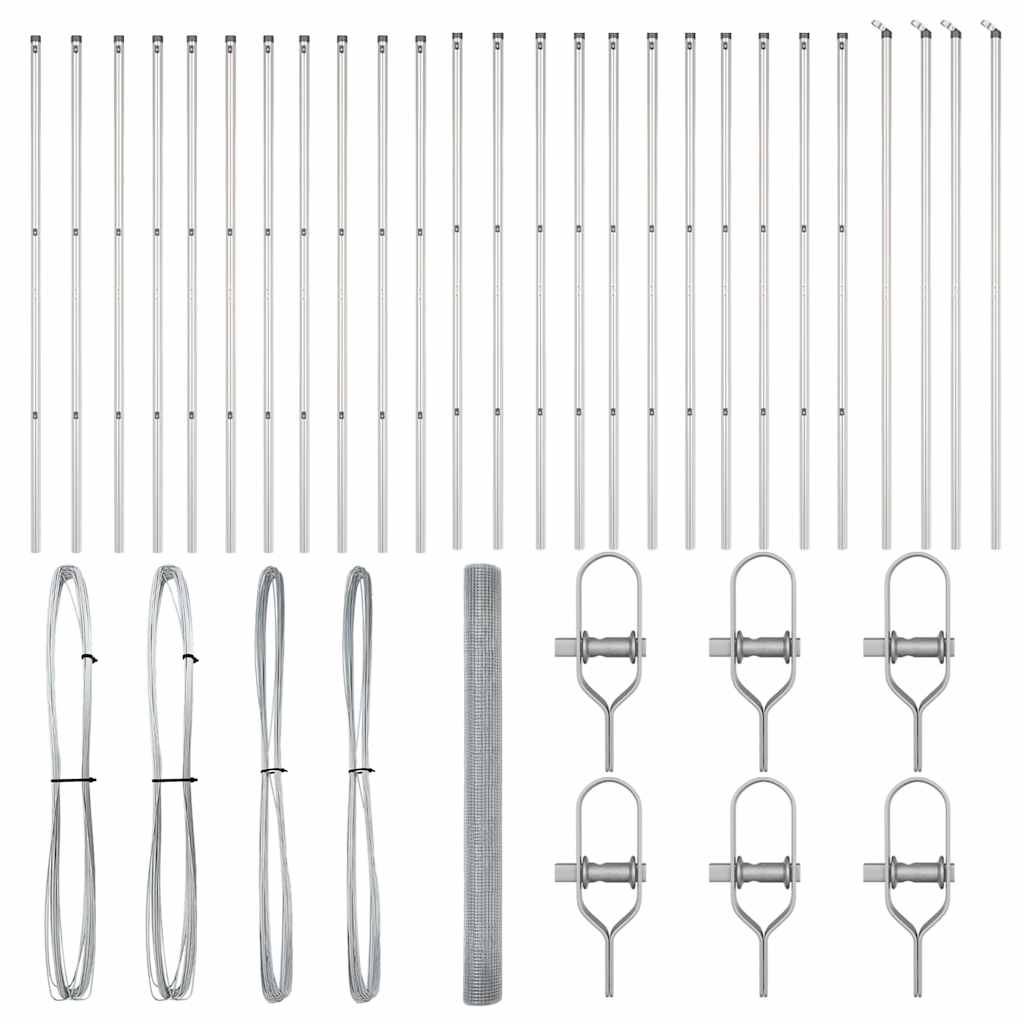 vidaXL Γαλβανισμένος Φράχτης με 13 Στηρίγματα 1.5x50 m