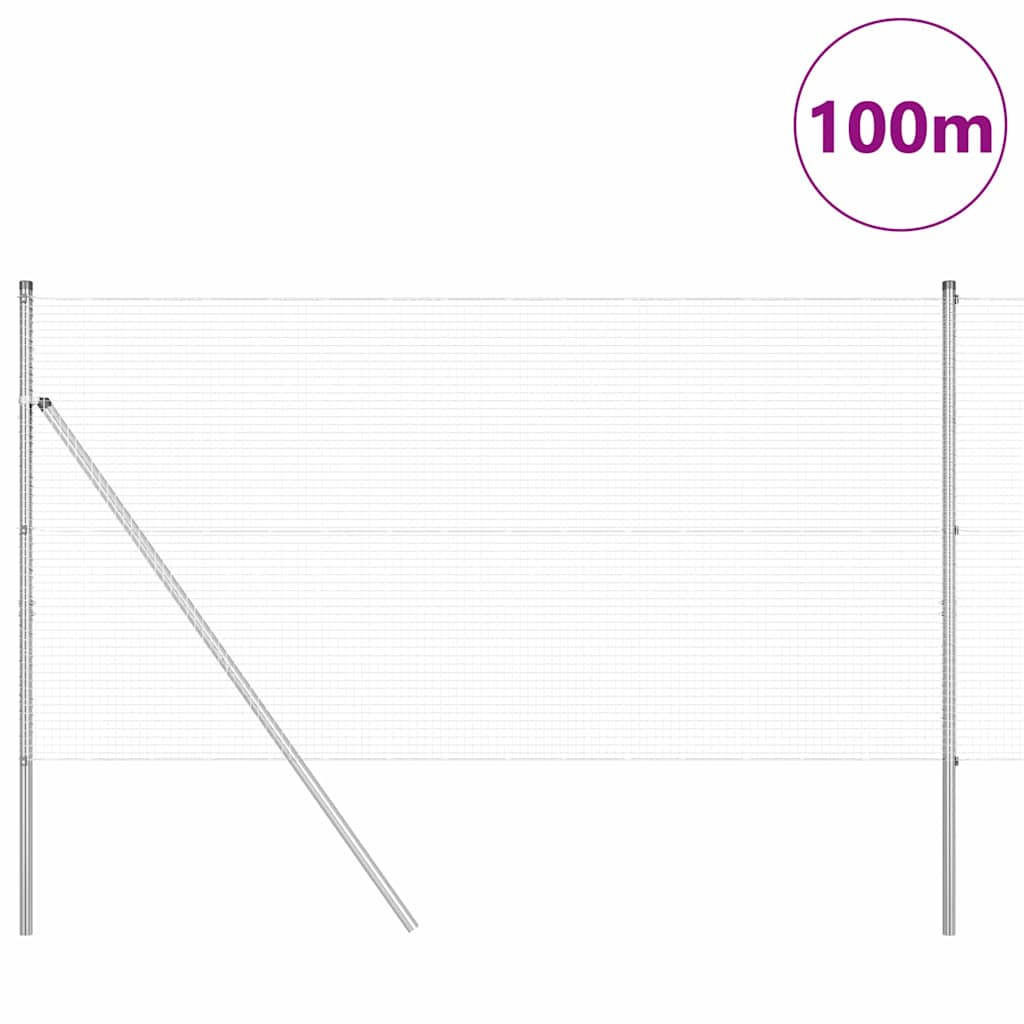 vidaXL Welded Wire Fence με 13 Πόλους 1x100 μ Γαλβανισμένος Χάλυβας