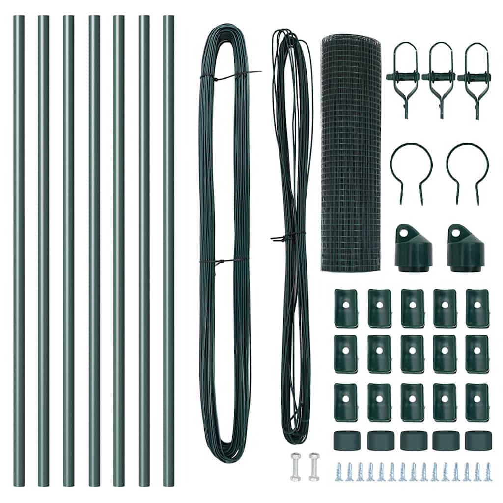 vidaXL Η συρματόπλεγμα με 7 Πόλους Πράσινου 0,8x10 m Ατσάλι