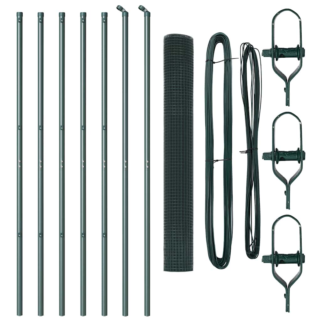 vidaXL Welded Wire Fence με 7 Στύλους Πράσινο 1.2x10 μ Ατσάλι