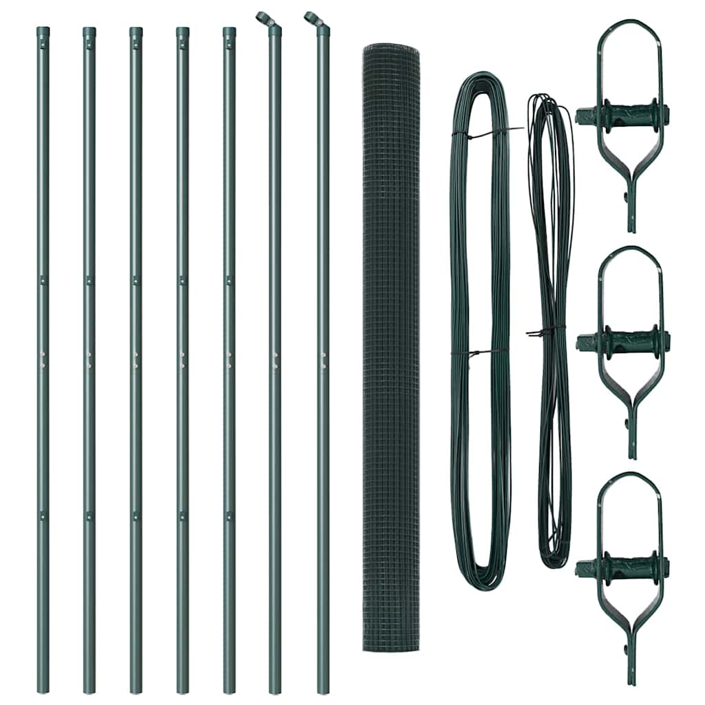 vidaXL Περίφραξη με Σχοινί με 7 Στυλους Πράσινο 1.6x10 μ Χάλυβα