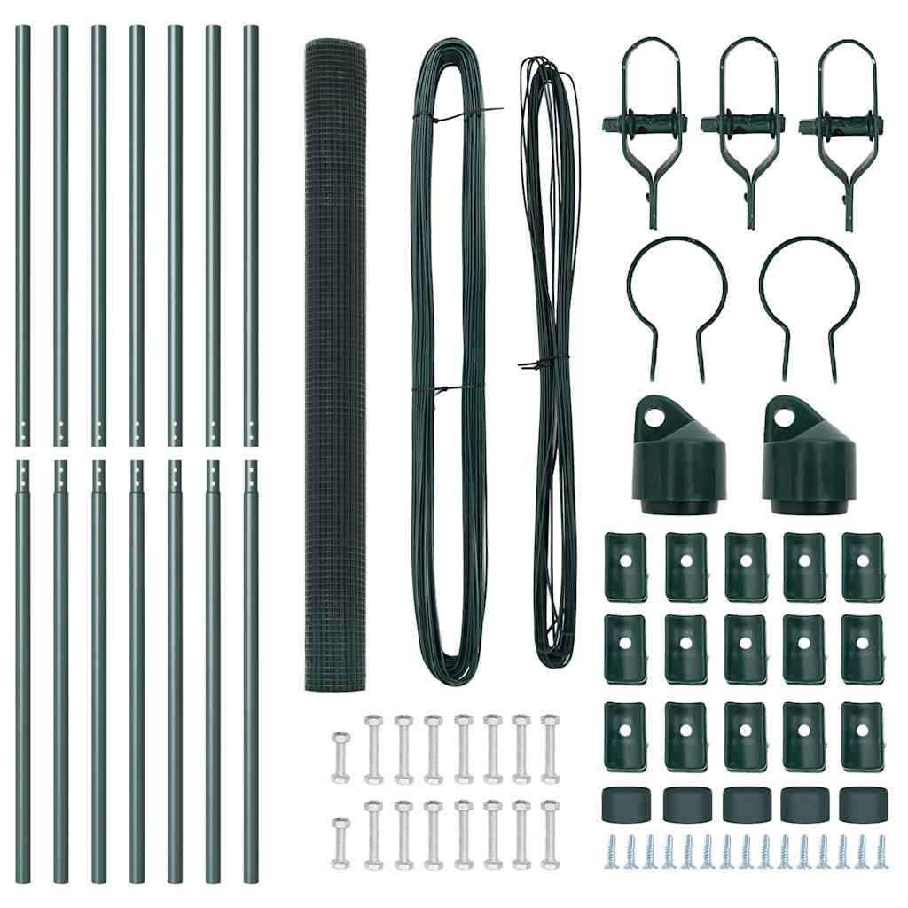 vidaXL Περίφραξη με Σχοινί με 7 Στυλους Πράσινο 1.6x10 μ Χάλυβα