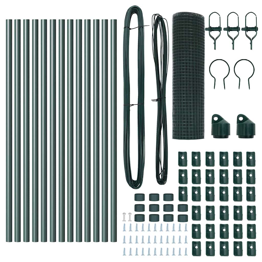 vidaXL Φράχτης Welded Wire με 13 Πόρους Πράσινος 0.8x25 μ Μέταλλο