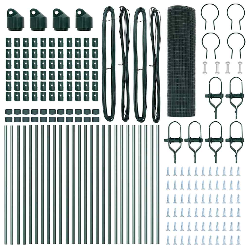 vidaXL Επικαλυμμένος Κλωβός Χαλκού με 13 Στύλους Πράσινου Ατσάλι 0.6x50 μ