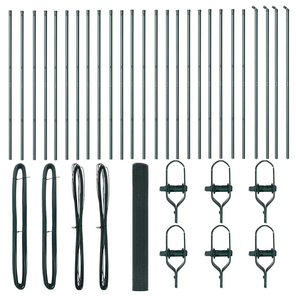 vidaXL Περίφραξη από συγκολλημένο συρματόπλεγμα με 13 στυλίσκούς Πράσινο 1.2x50 m Ατσάλι