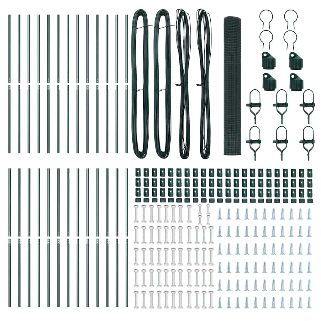 vidaXL Συρματόπλεγμα με 13 Στυλίδια Πράσινο 1.2x50 μ Σχέδιο Μετάλλου