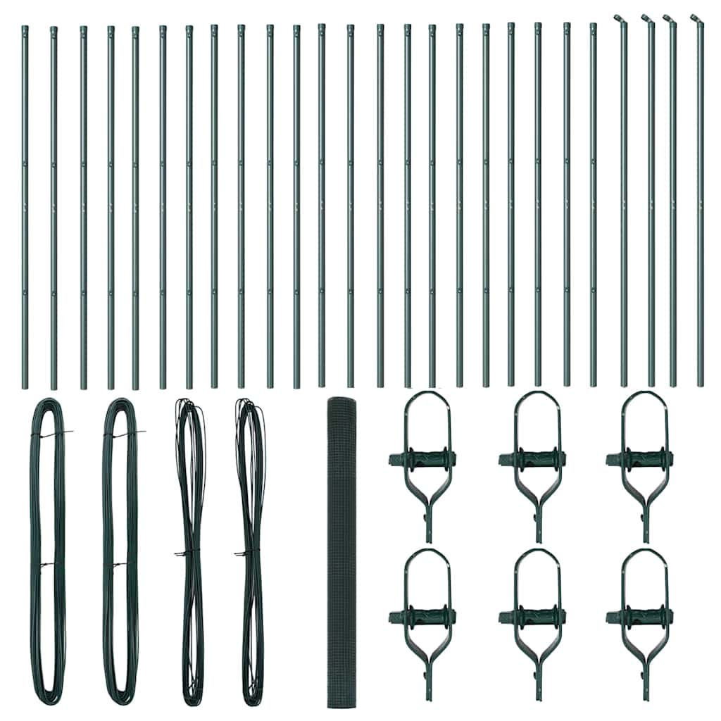 vidaXL Φράχτης συγκολλητού με 13 στύλους πράσινος 1.5x50 μ μέταλλο