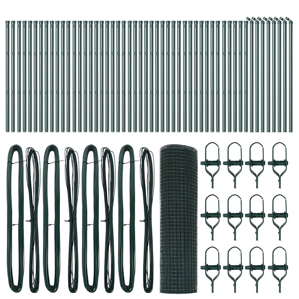 vidaXL Συρματόπλεγμα με 13 Πόλους Πράσινου 0.8x100 μ Μέταλλο