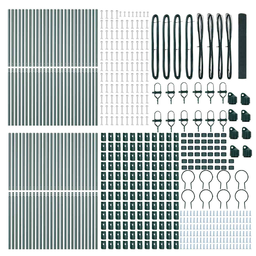 vidaXL Συρματόπλεγμα με 13 Κολώνες Πράσινο 1x100 μ Χάλυβας