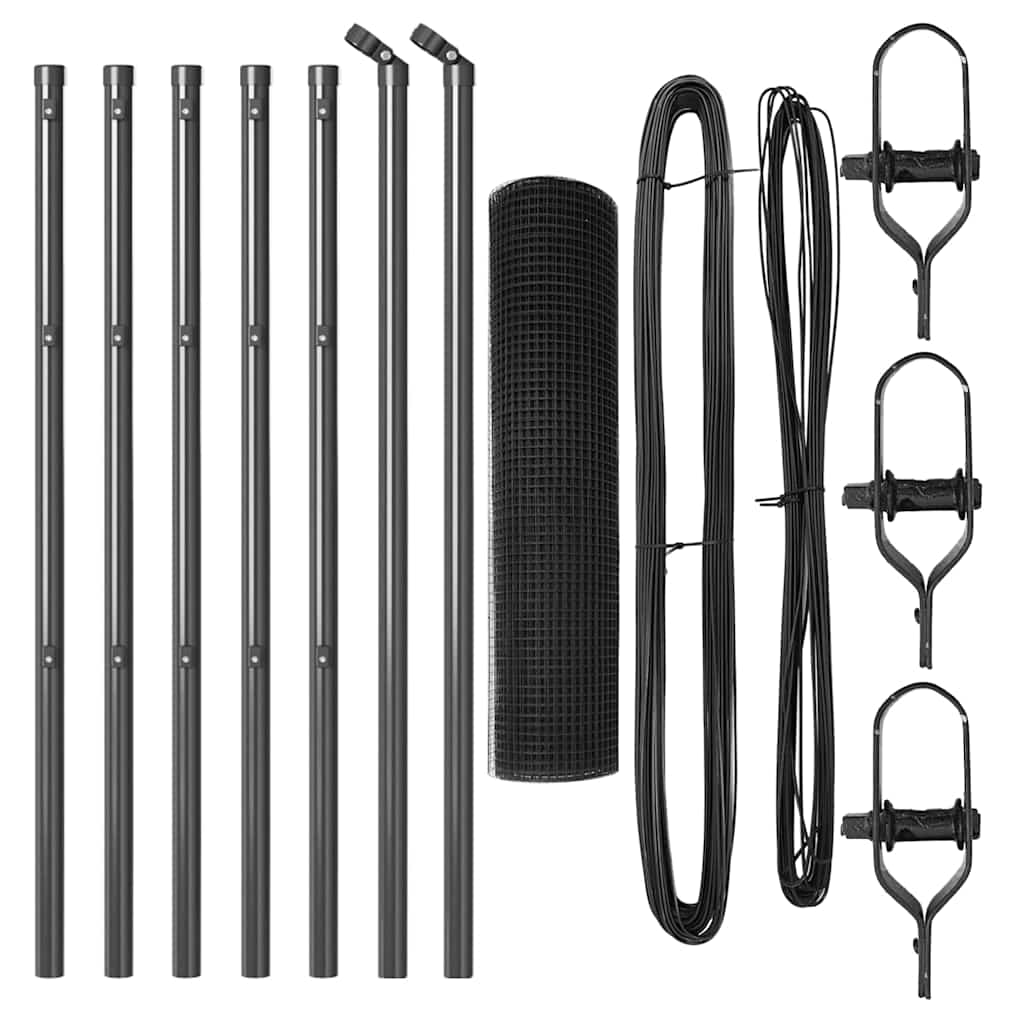 vidaXL Φράχτης με Στήλες. Γκρι 0.6 x 10 μ Ατσάλι