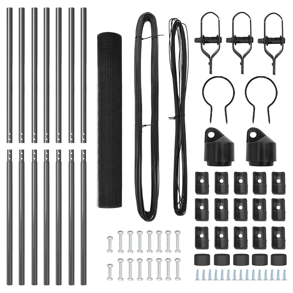 vidaXL Γαλβανισμένος Σχοινωτός Φράχτης με 7 Πόδια Γκρι 1.2x10 μ Χάλυβας