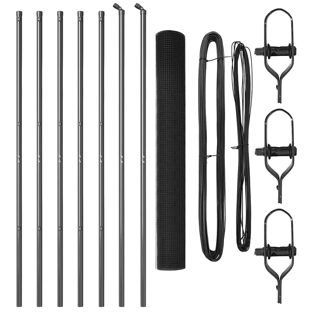 vidaXL Συρματοπλέγμα με 7 Στήλες Γκρί 1.4x10 μμεταλλικού