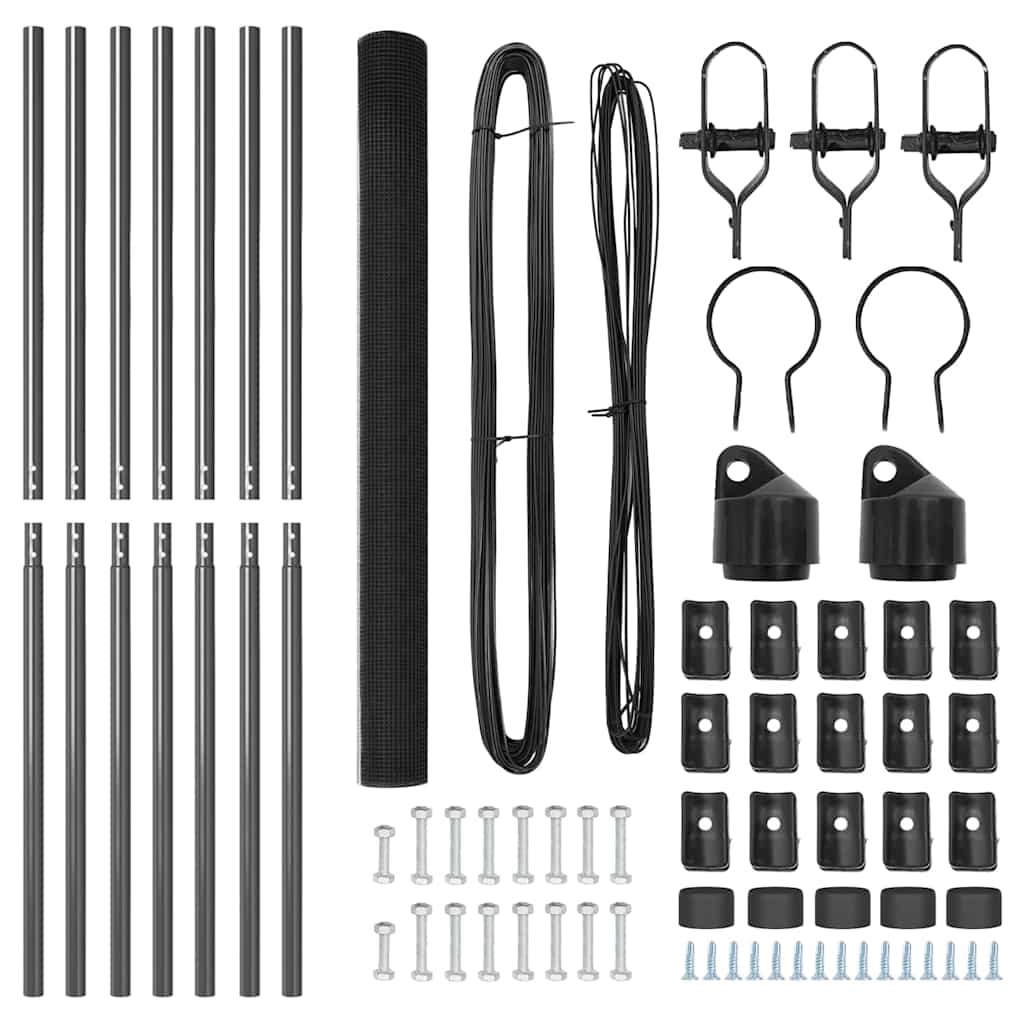 vidaXL Συρματόπλεγμα με 7 Posts Γκρι 1.6x10 μ Μέταλλο