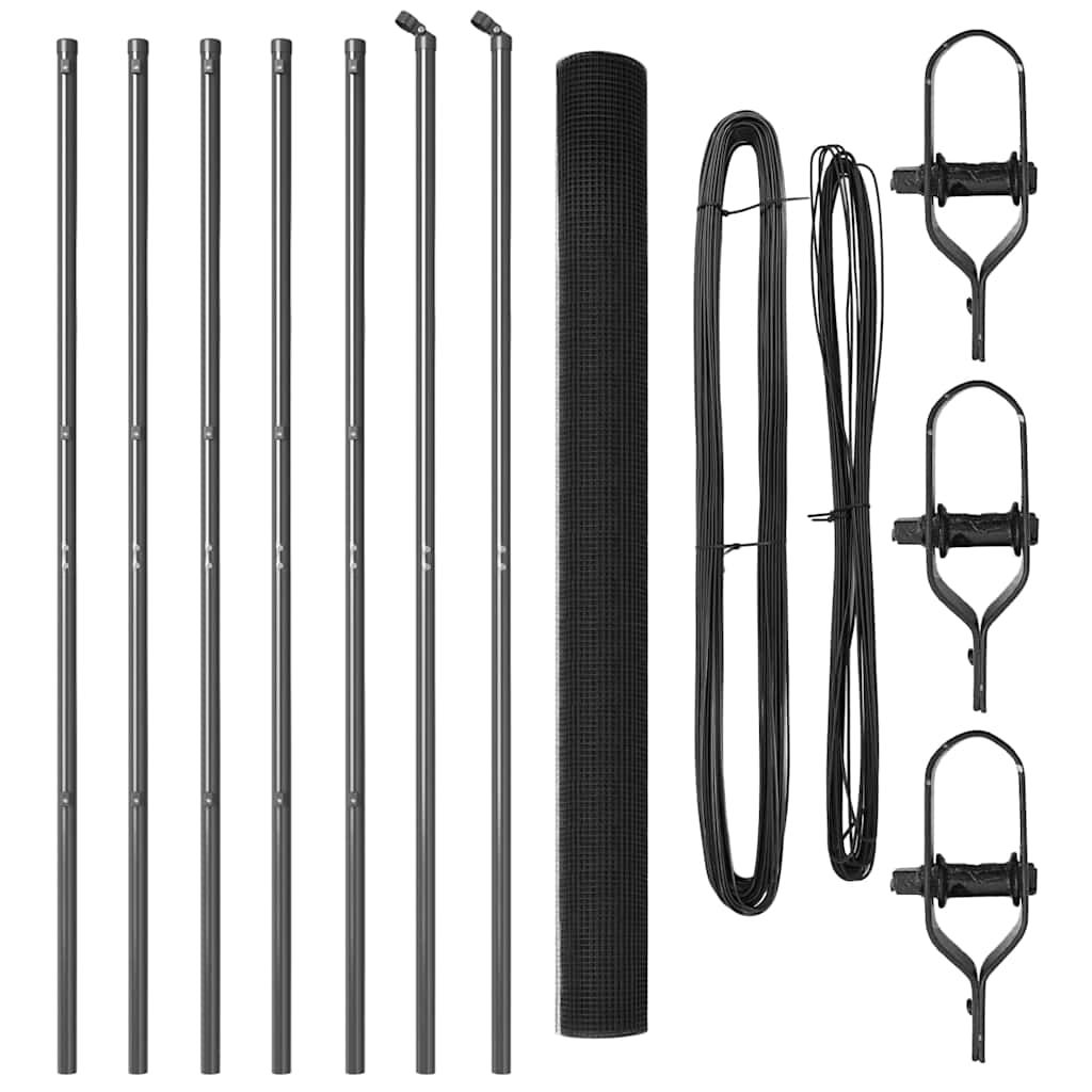 vidaXL Φράχτης Welded Wire με 7 παλάμες Γκρι 1.6x10 μ