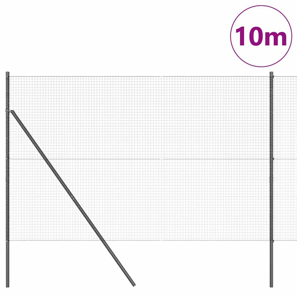 vidaXL Φράχτης Welded Wire με 7 παλάμες Γκρι 1.6x10 μ