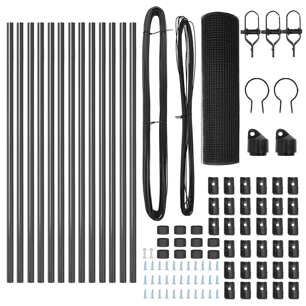 VidaXL Welded Wire Fence με 13 Πόλους Γκρι 0.6x25 μ Ατσάλι