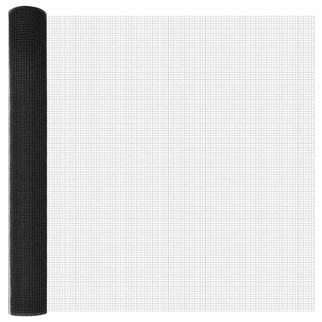 vidaXL Γκρι Σετ Πόλων Φράχτη με Επικάλυψη PVC 2 Τεμάχια Μέγεθος 25 x 1 μ.