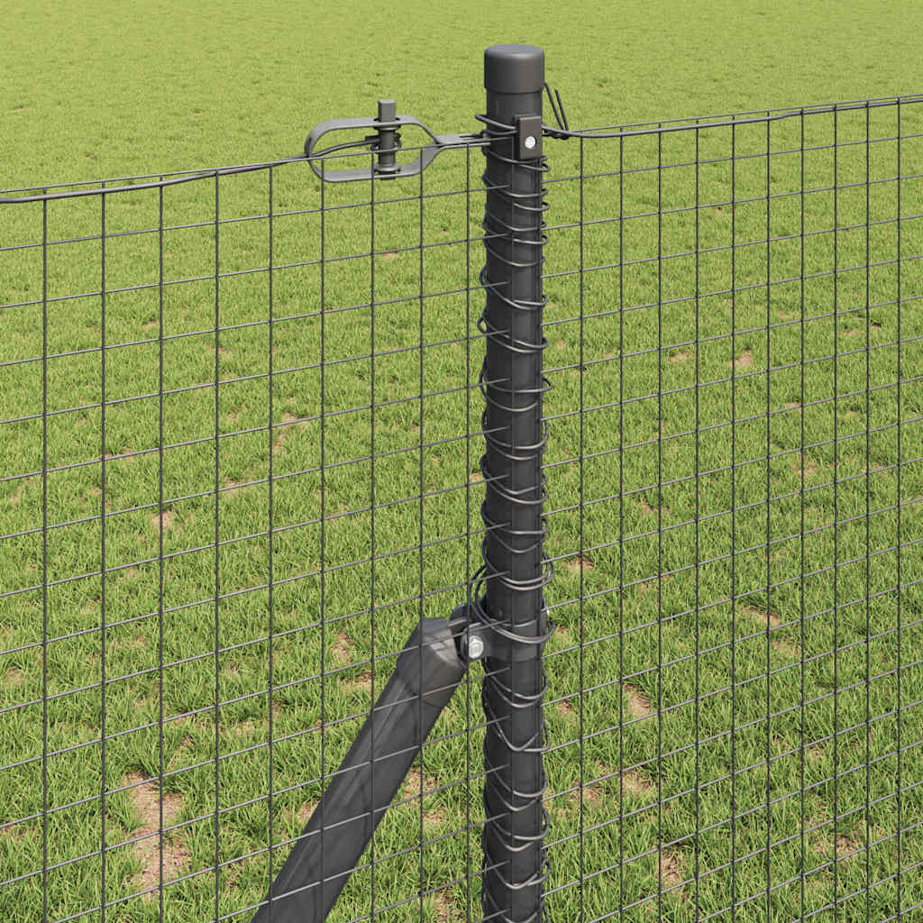 vidaXL Συρμάτινη Περιφράξη με 13 Κολώνες Γκρι 1x25 μ Ατσάλι