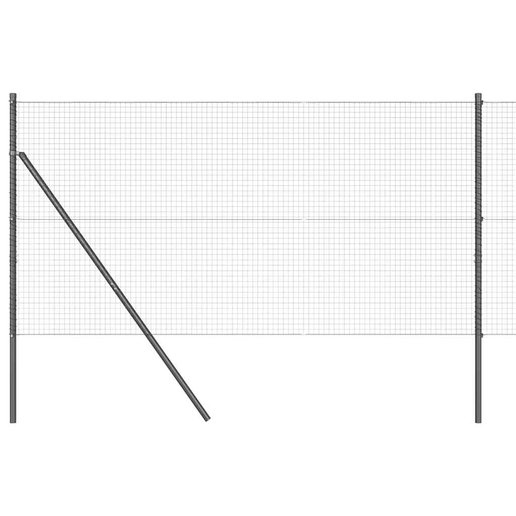 vidaXL Συρμάτινος Φράχτης με 13 Δοκούς Γκρι 1.2x25 μ Χάλυβα