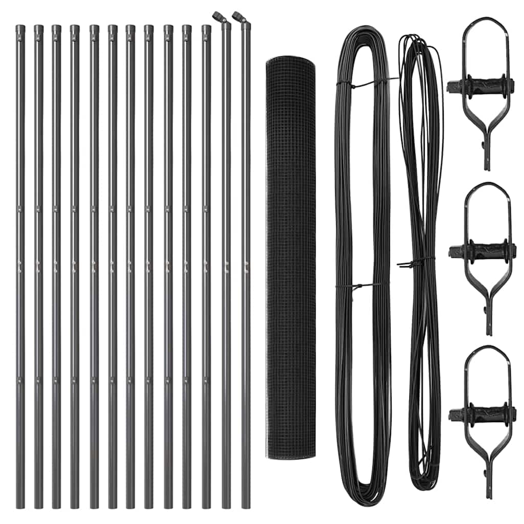 vidaXL Συρματόπλεγμα με 13 Πόδια Γκρι 1.4x25 μ Ατσάλι