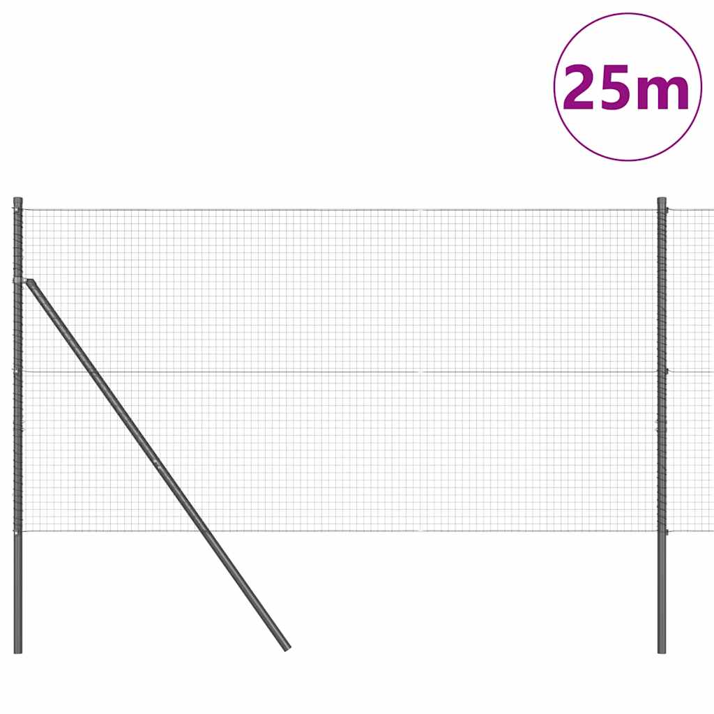 vidaXL Συρμάτινος Φράχτης με 13 Στύλους Γκρι 1.4x25 μ Μέταλλο