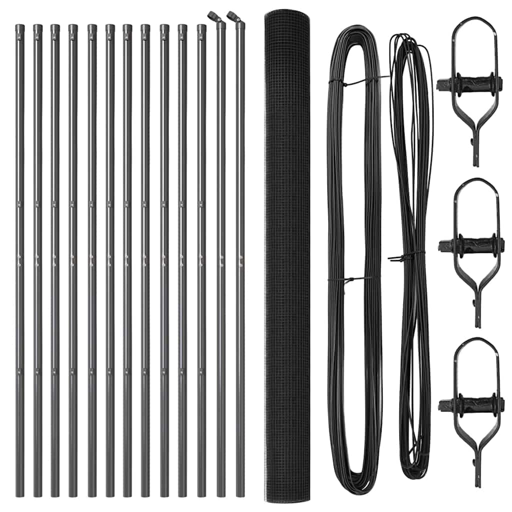 vidaXL Συγκολλητός Φράχτης με 13 Στήλες Γκρι 1,5x25 μ Ατσάλι