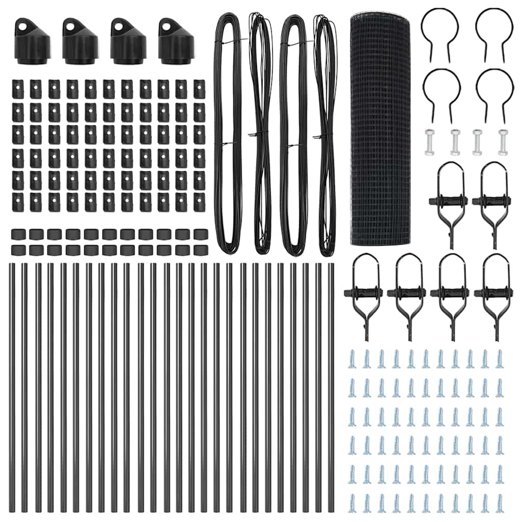 vidaXL Συρματοπλέγμα με 13 Στυλίες Γκρι 0,6x50 μ Χάλυβας