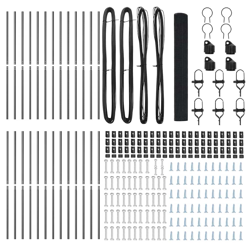 vidaXL Φράχτης Συγκολλητού Συρμάτινου με 13 Στυλίες Γκρι 1x50 μ Ατσάλι