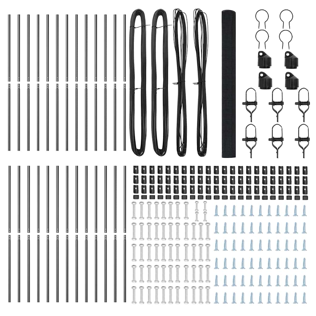 vidaXL Συρμάτινος Φράκτης με 13 Στύλους Γκρι 1.5x50 μ Χάλυβα