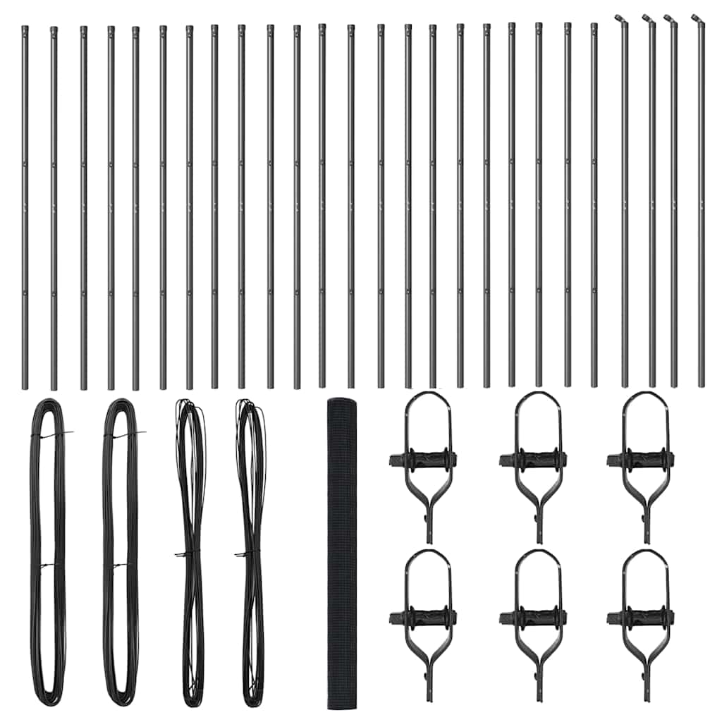 vidaXL Συρματοπλέγμα με 13 Δοκάρια Γκρι 1.5x50 μ Χάλυβας