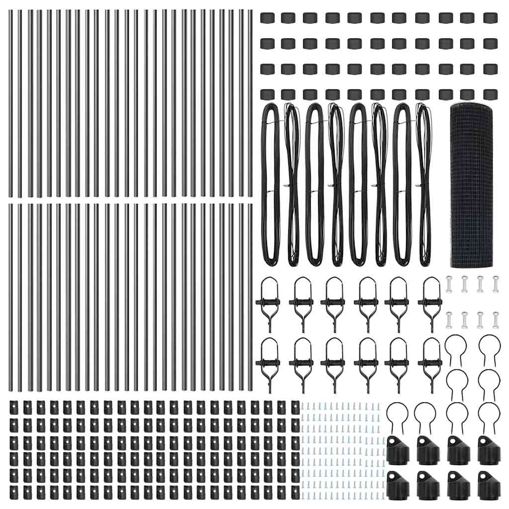 vidaXL Φράκτης από συγκολλημένο σύρμα με 13 Πάσσαλους Γκρι 0.5x100 μ Ατσάλι