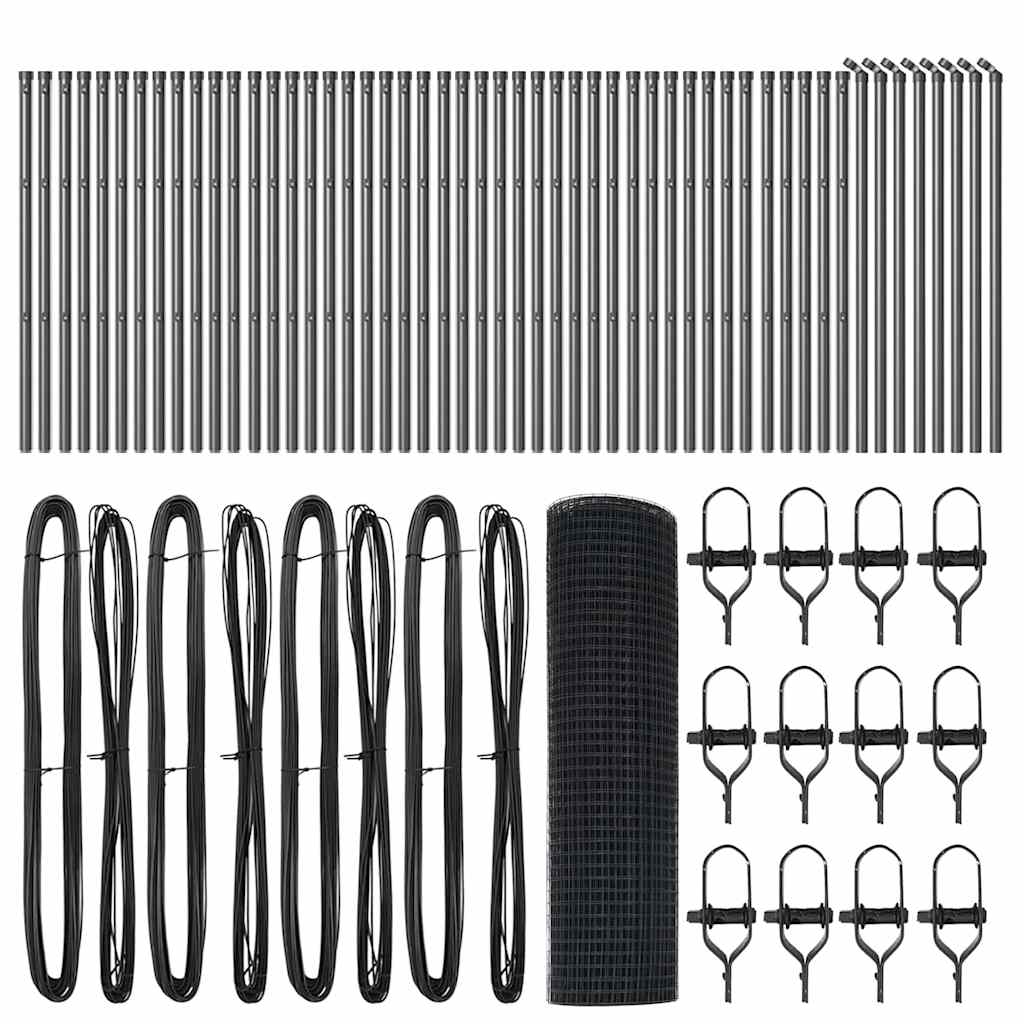 vidaXL Συγκολημένο Δίχτυ Φράχτη με 13 Πόδια Γκρι 0.8x100 μ. Ατσάλι