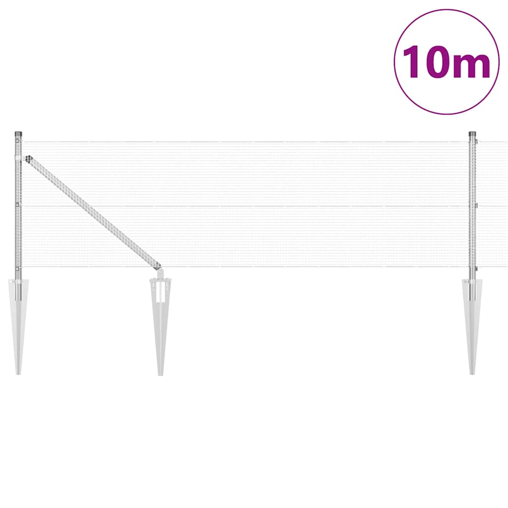 vidaXL Σετ Στυλών Φράχτη Σετ των 2 Γαλβανισμένο ατσάλι 10 x 0.5 μ