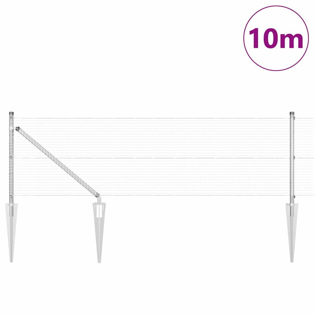 vidaXL Σετ Πασσάλων Σετ 2 Γαλβανισμένο ατσάλι 10 x 0.5 μ Ανθεκτικό