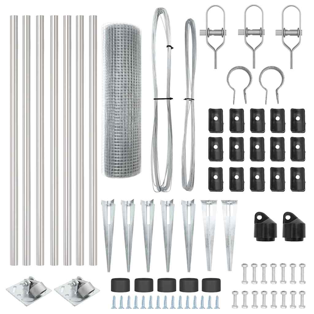 vidaXL Σετ Πόλων Περιφράξεων Σετ 2 Γαλβανισμένος χάλυβας 10 x 1 μ