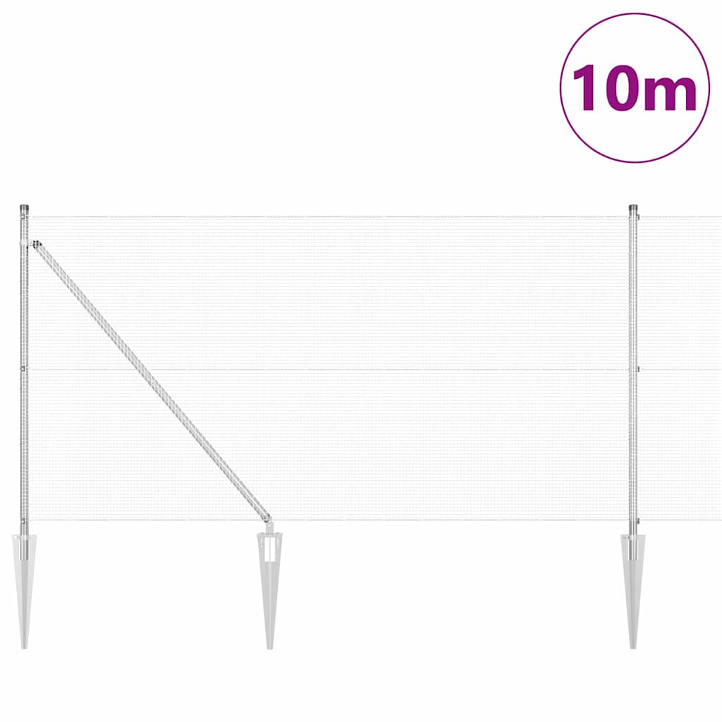 vidaXL Σετ Πόλων Περιφράξεων Σετ 2 Γαλβανισμένος χάλυβας 10 x 1 μ