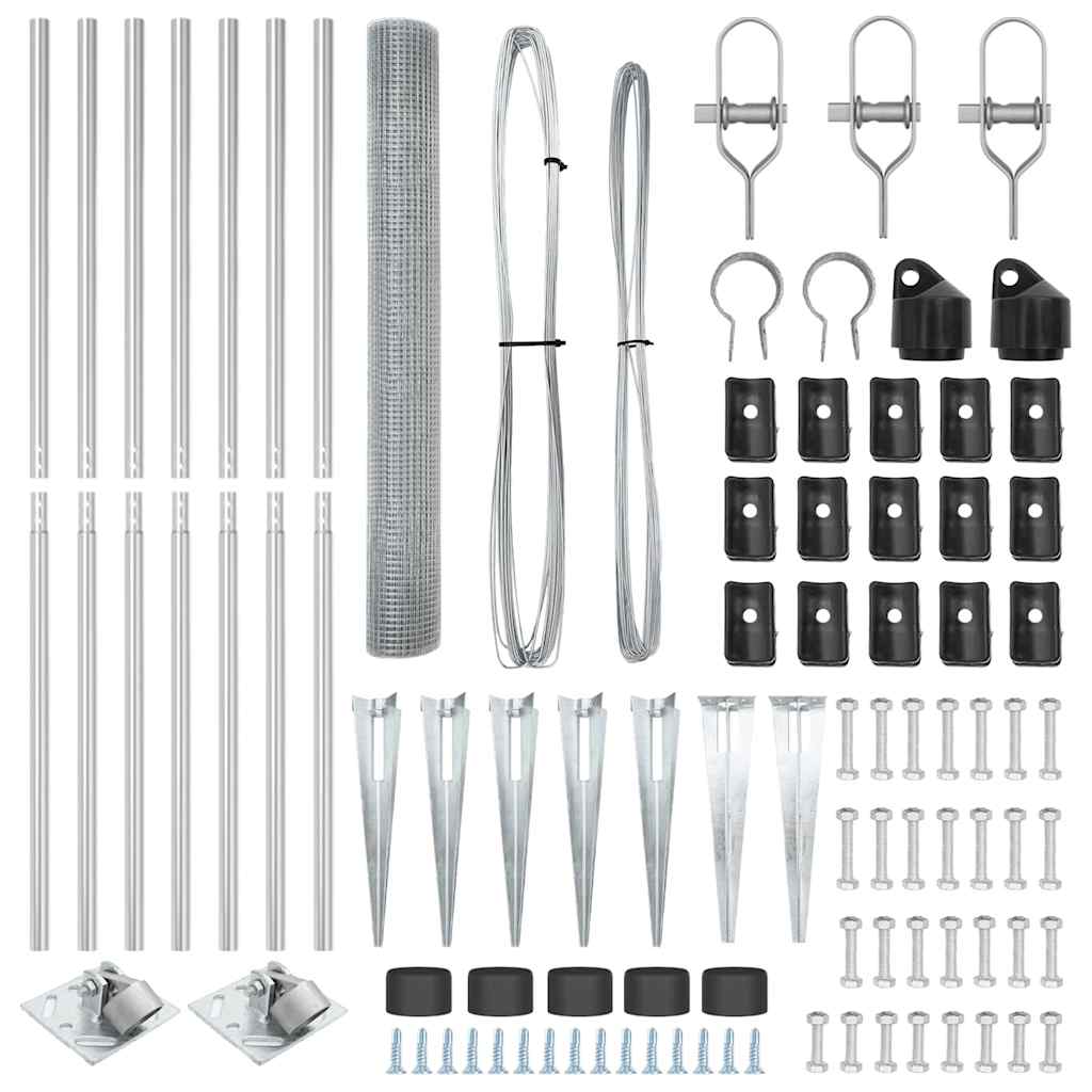 vidaXL Γαλβανισμένος συρμάτινος φράχτης με 7 αγκυρωμένα καρφιά 1.2x10 μ. Γαλβανισμένο ατσάλι