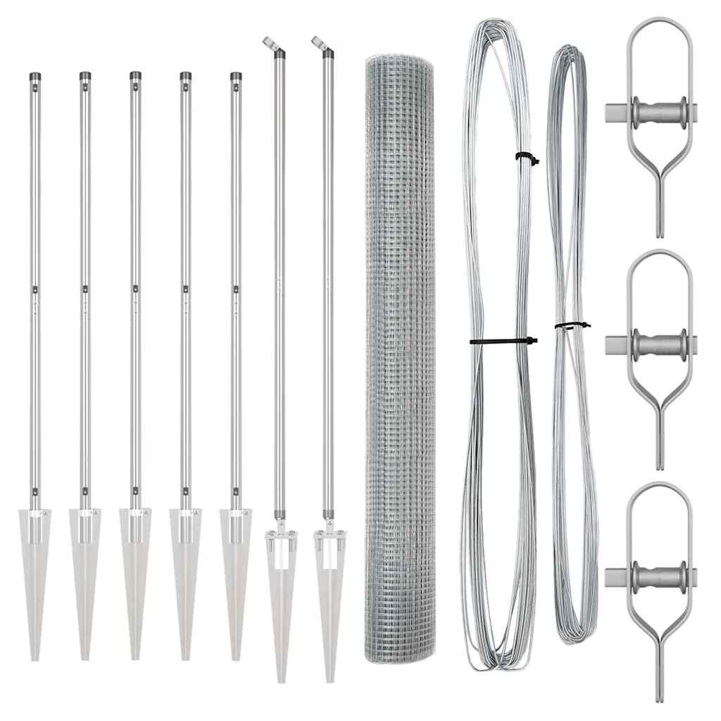 vidaXL Φράχτης Σιδηροκατασκευής με 7 Στυλώματα 1.2x10 μ Γαλβανισμένος Χάλυβας