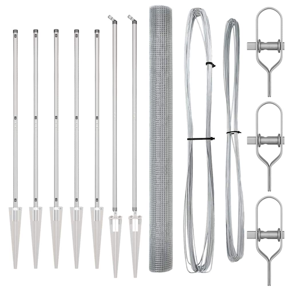 vidaXL Γαλβανισμένος Σιδερένιος Φράκτης με 7 Στηρίγματα 1,5 x 10 μ Γαλβανισμένος Χάλυβας