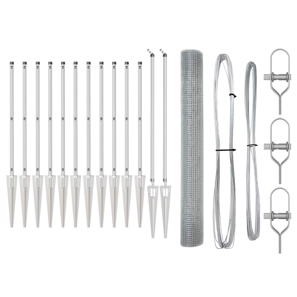 vidaXL Συρμάτινη Περίφραξη με 13 Στελέχη 1.2x25 m Γαλβανισμένο Ατσάλι