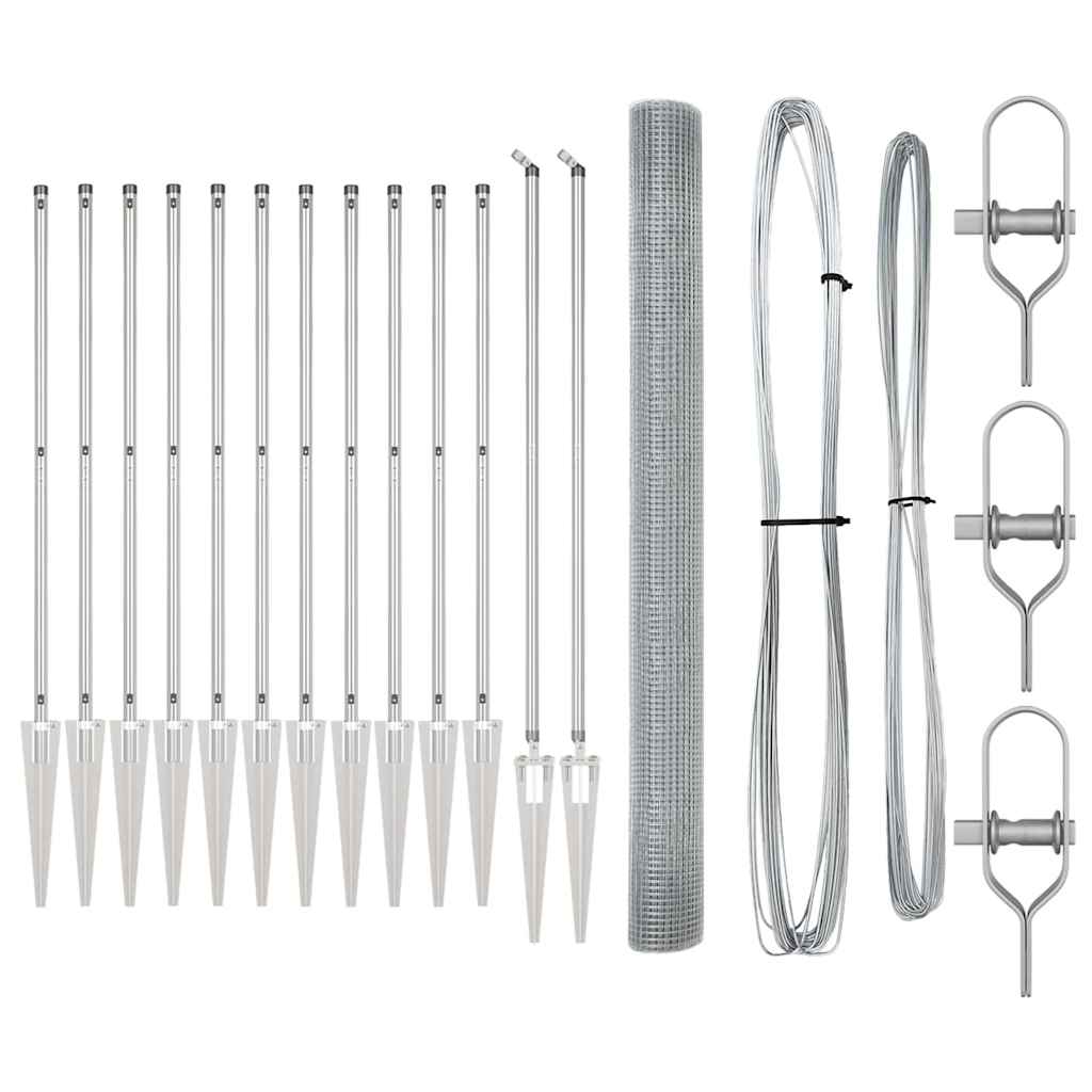 vidaXL Συρματόπλεγμα με 13 αγκύρες 1.6x25 μ Γαλβανισμένου σιδήρου