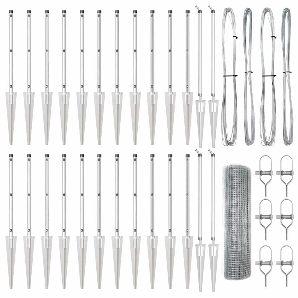 vidaXL Γαλβανισμένος Χάλυβας Φράχτης με 13 Σταυροκαρφιά 1x50 μ