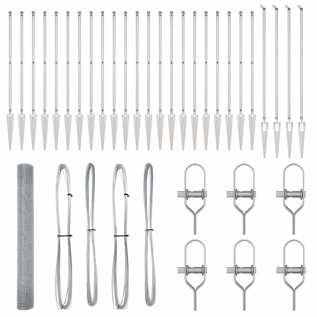 vidaXL Γαλβανισμένος Φράχτης με 13 Σπιράλ Πόστες 1.2x50 μ Γαλβανισμένο Ατσάλι