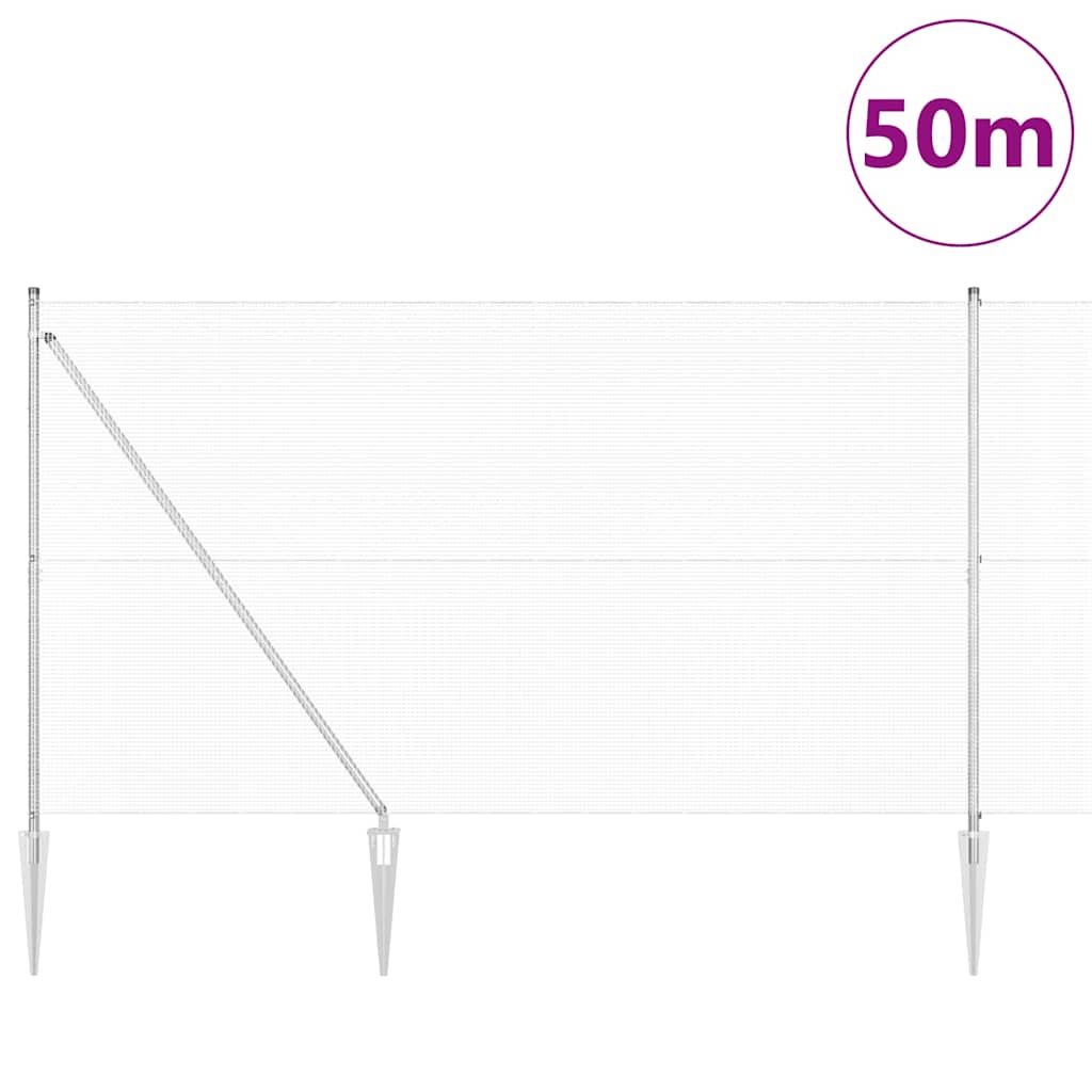 vidaXL Γαλβανισμένο Συρματόπλεγμα με 13 αγκύρες 1.5x50 μ. Γαλβανισμένος χάλυβας