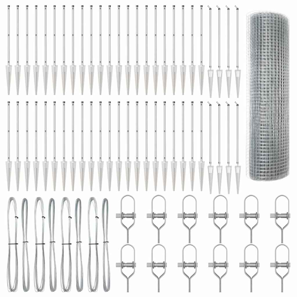 vidaXL Φράκτης Welded Wire με 13 Στερεώματα 0.8x100 μ Γαλβανισμένος Χάλυβας