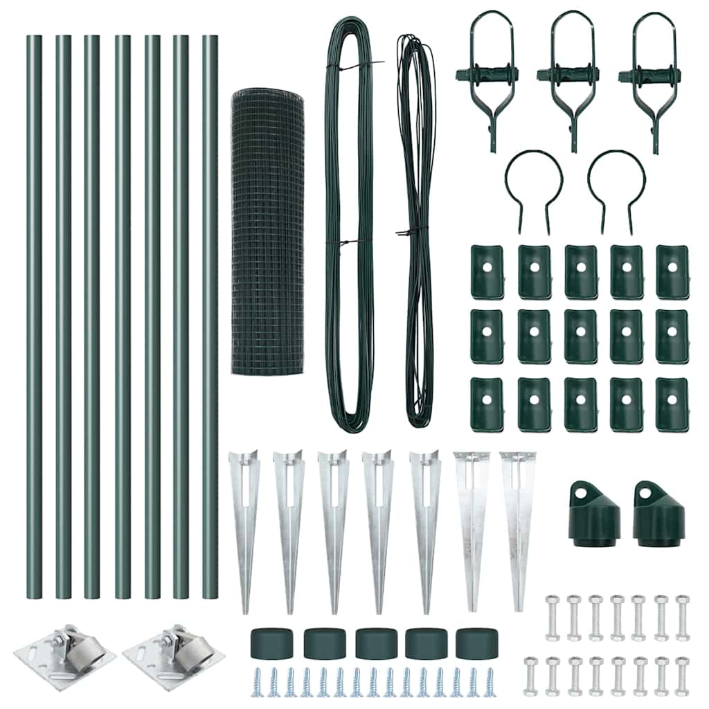vidaXL Συρμάτινη Περίφραξη με 7 Στηρίγματα Πράσινη 0.6x10 μ Χάλυβας