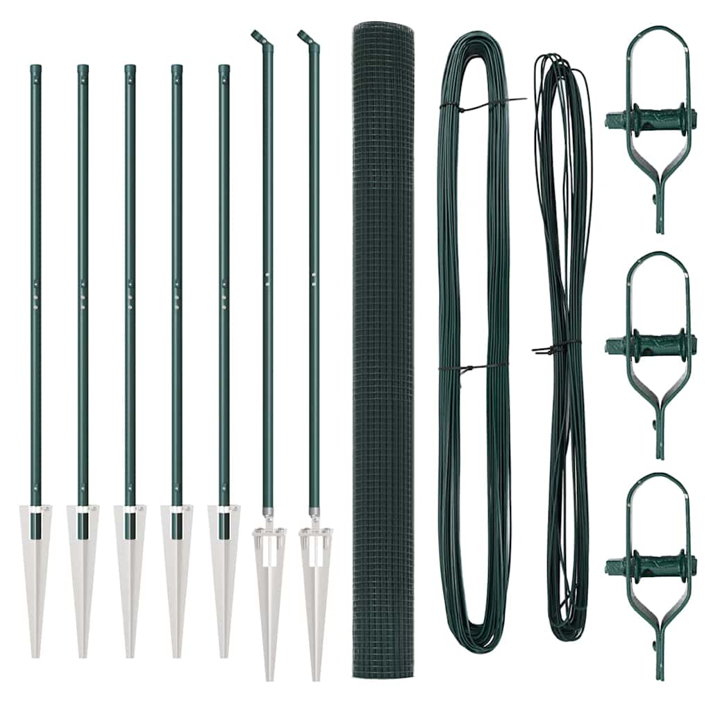 vidaXL Φράχτης Συγκολλητού με 7 Σταθεροποιητικούς Πόλους Πράσινος 1.5x10 μ Χάλυβας