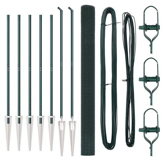 vidaXL Γαλβανισμένο Συρματόπλεγμα με 7 Στηρίγματα Σφήνας Πράσινο 1.6x10 μ Χάλυβας