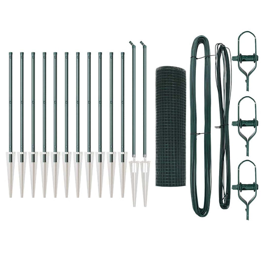 vidaXL Φράκτης Συρματόπλεγμα με 13 σφιγκτήρες Πράσινος 0.4x25 μ Σίδηρος