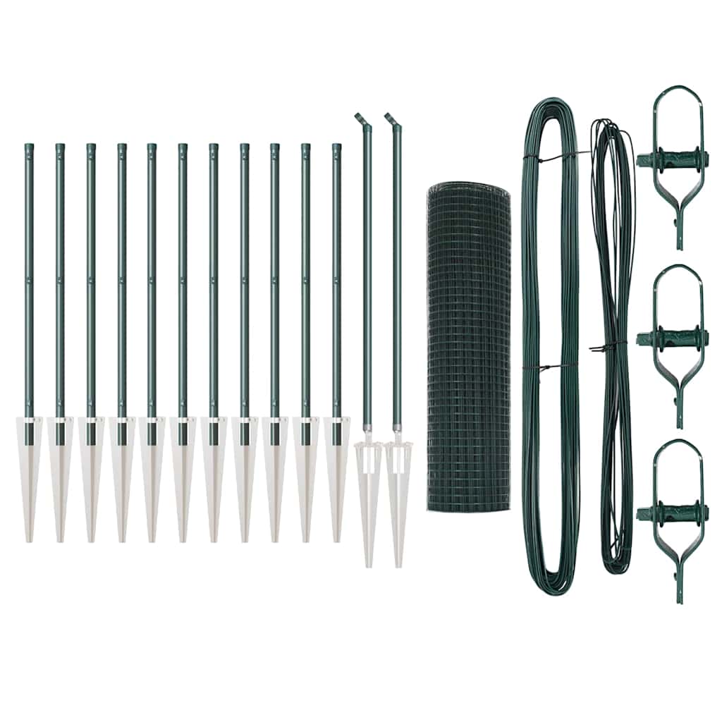 vidaXL Συρματόπλεγμα με 13 Πράσινους Στήλους 0.8x25 μ Μέταλλο